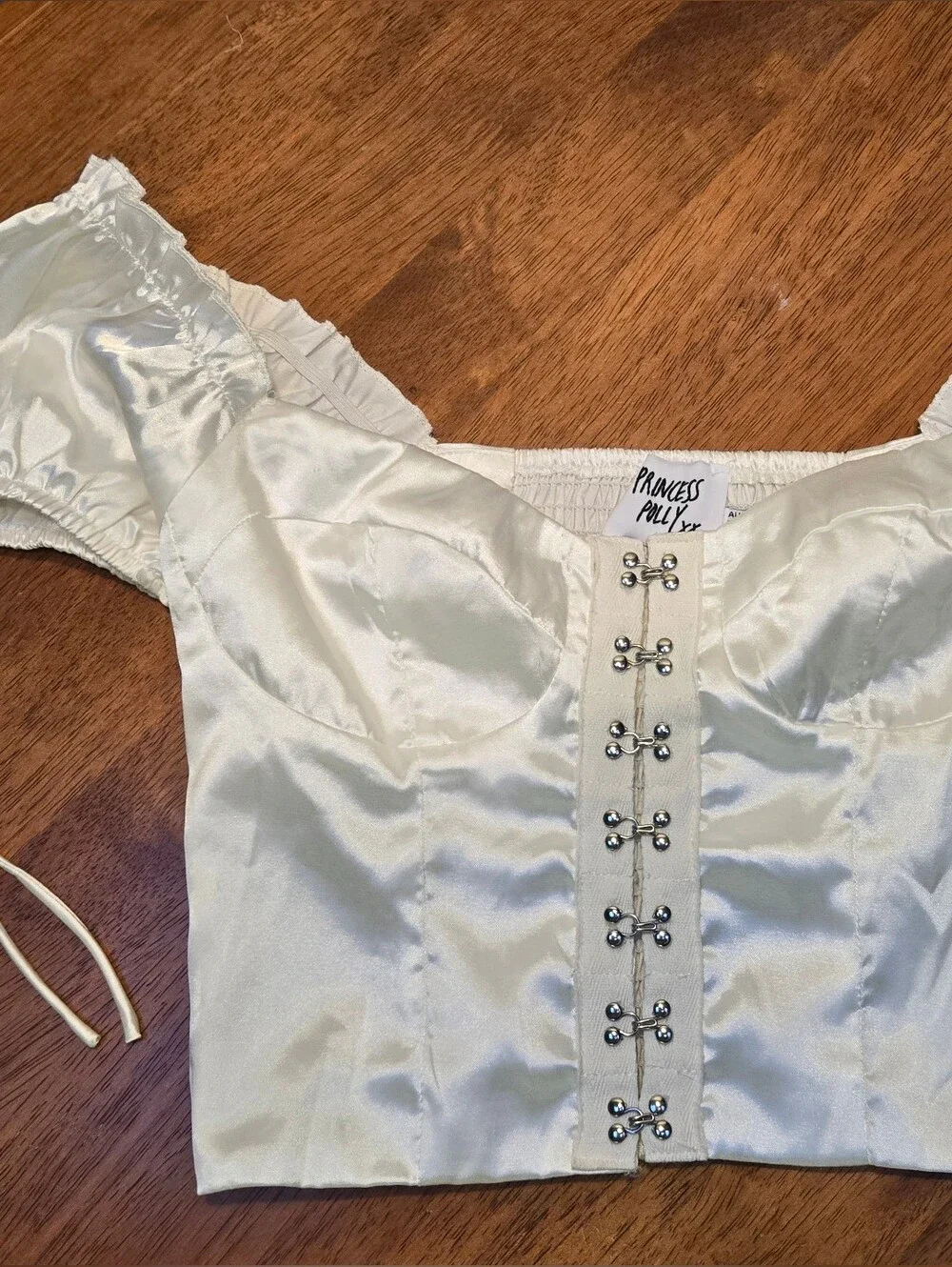Princess Polly Satin Corset Crop Top Coquette Babydoll Fairy Milkmaid Boho 2 - Picture 4 of 7
